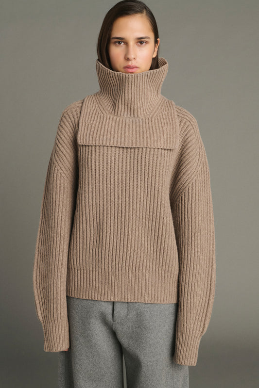 Cuello Gad - Beige jaspeado - Lana merinos - Mujer