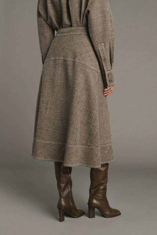 Falda Janelle - Marrón chiné - Mujer