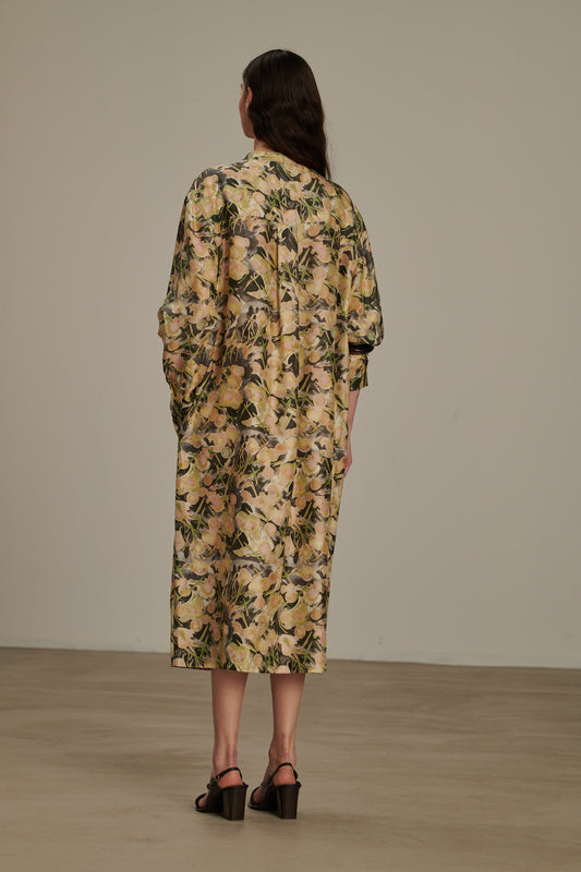 Robe Philomene - Gris/Vert - Soie - Femme