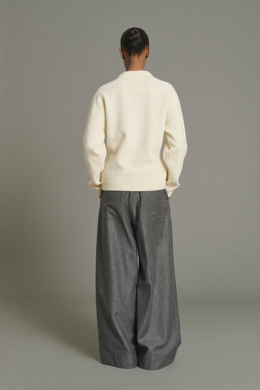 Pantalón Hugues - Gris jaspeado - Lana - Mujer