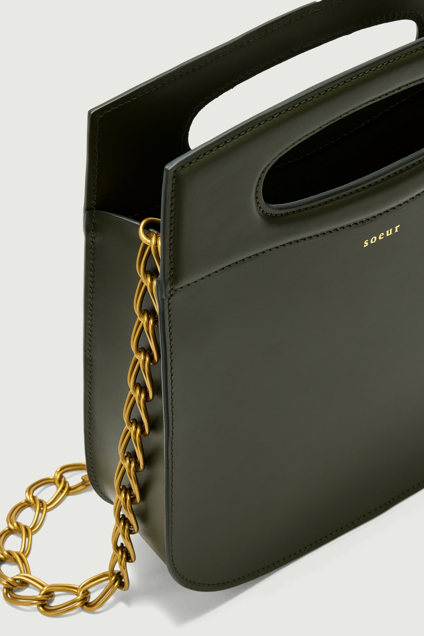 Bolso Cheri - Verde Militar - Cuero - Mujer