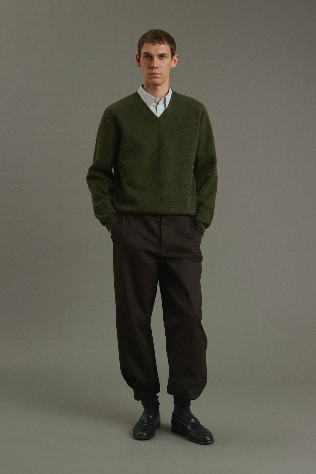 Jersey Themo - Verde oscuro - Lana - Hombre vue 1