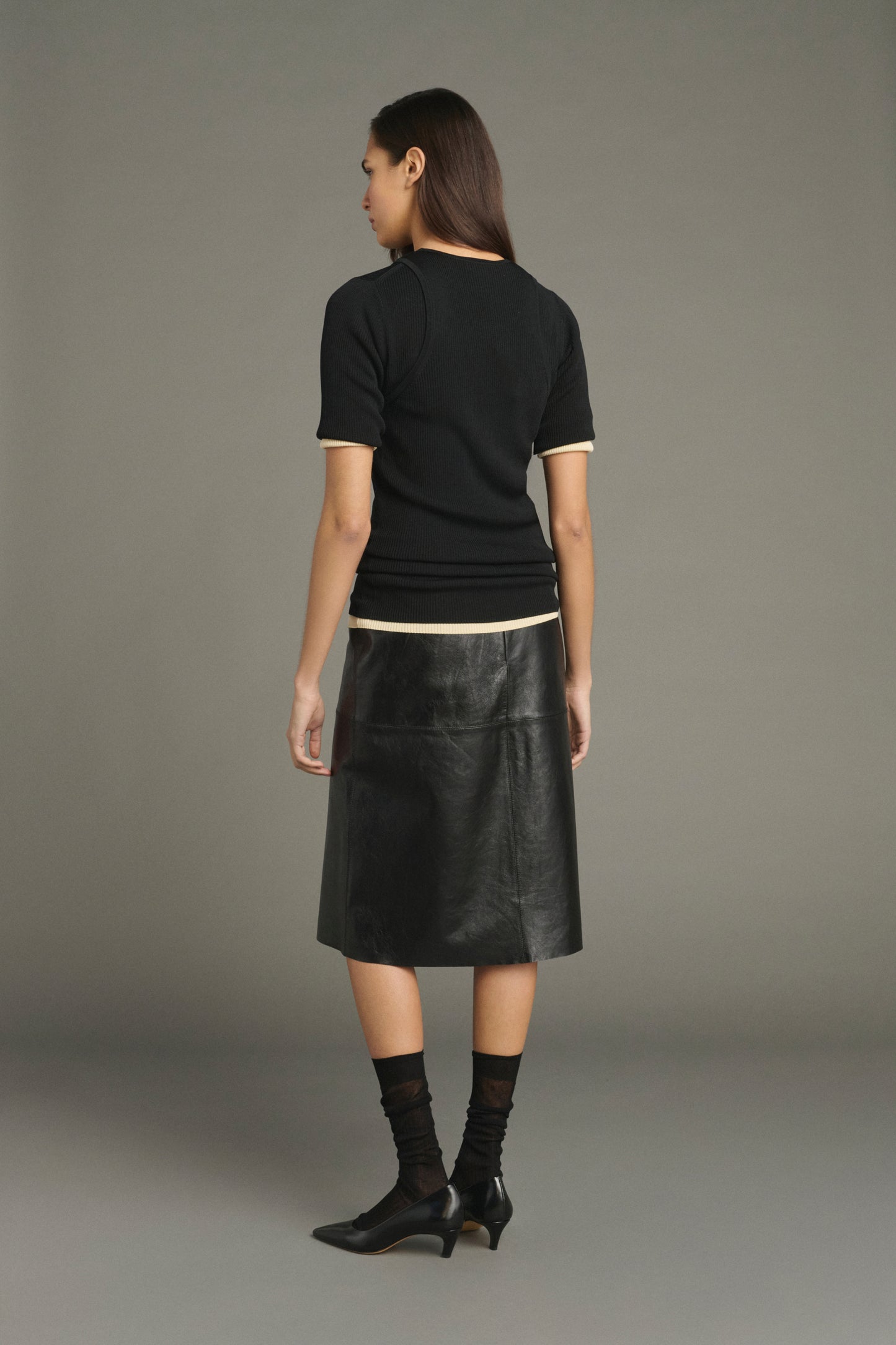 Falda Gwen - Negro - Cuero - Mujer