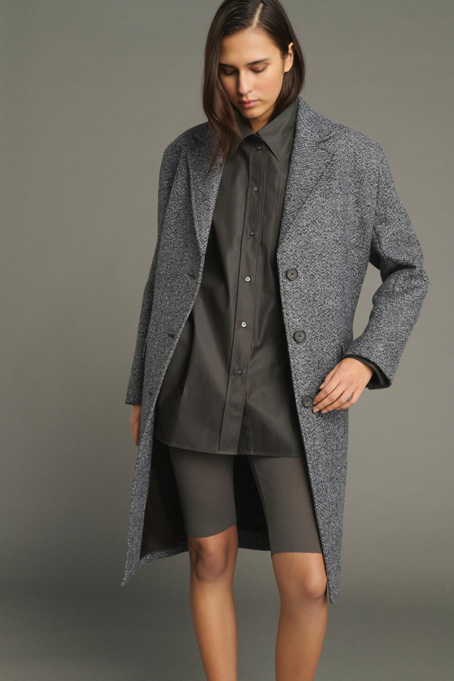 Abrigo Leon - Gris/Negro - Lana - Mujer
