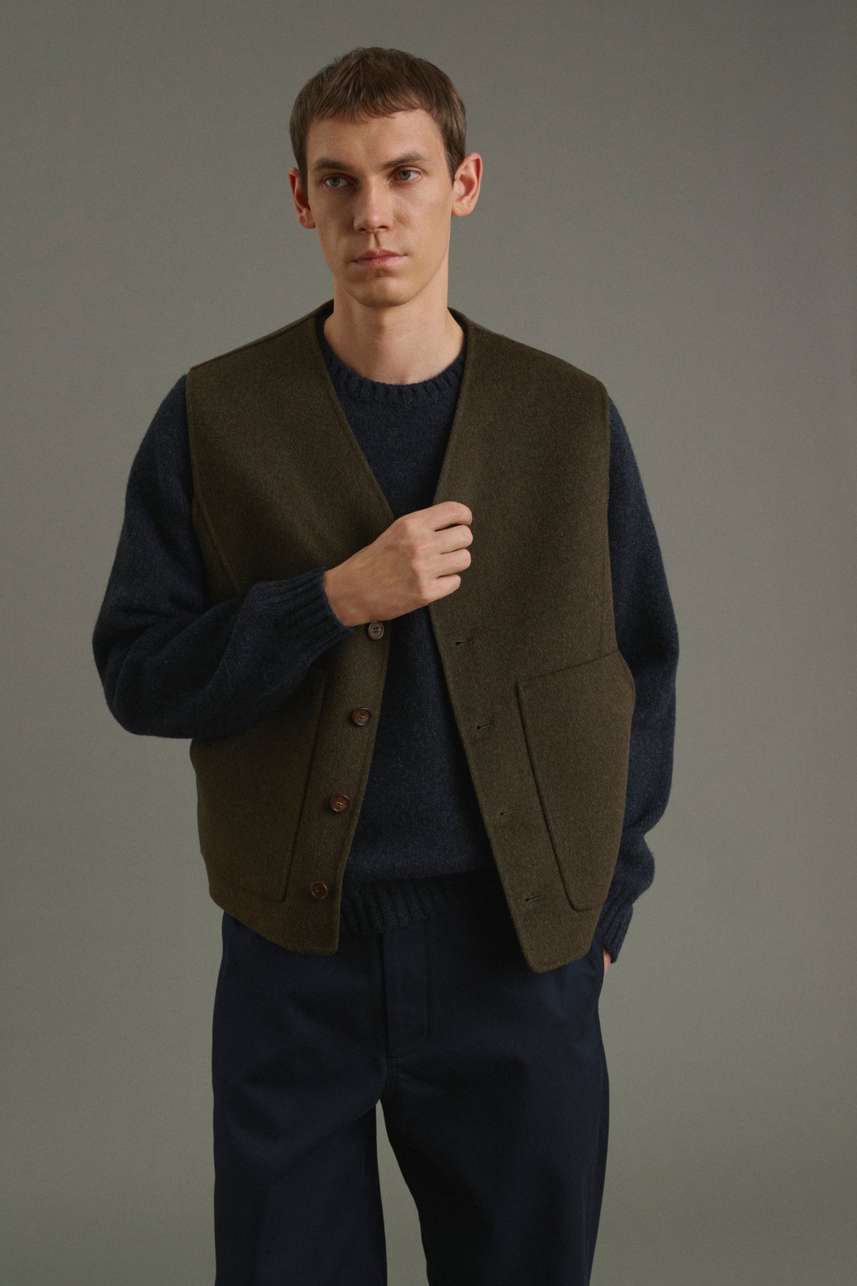Chaqueta Romain - Caqui jaspeado - Doble faz - Hombre vue 2