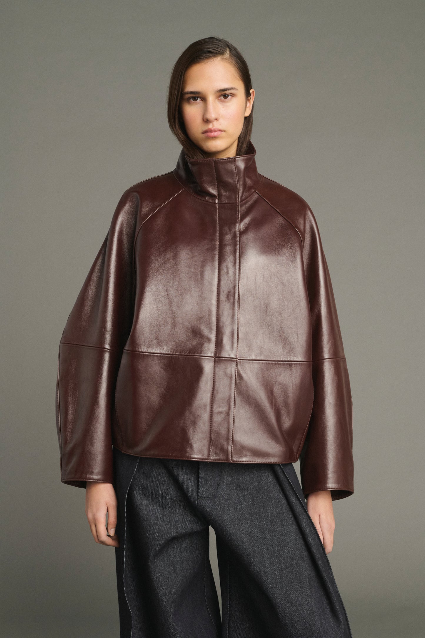 Chaqueta Gamma - Burdeos - Cuero - Mujer