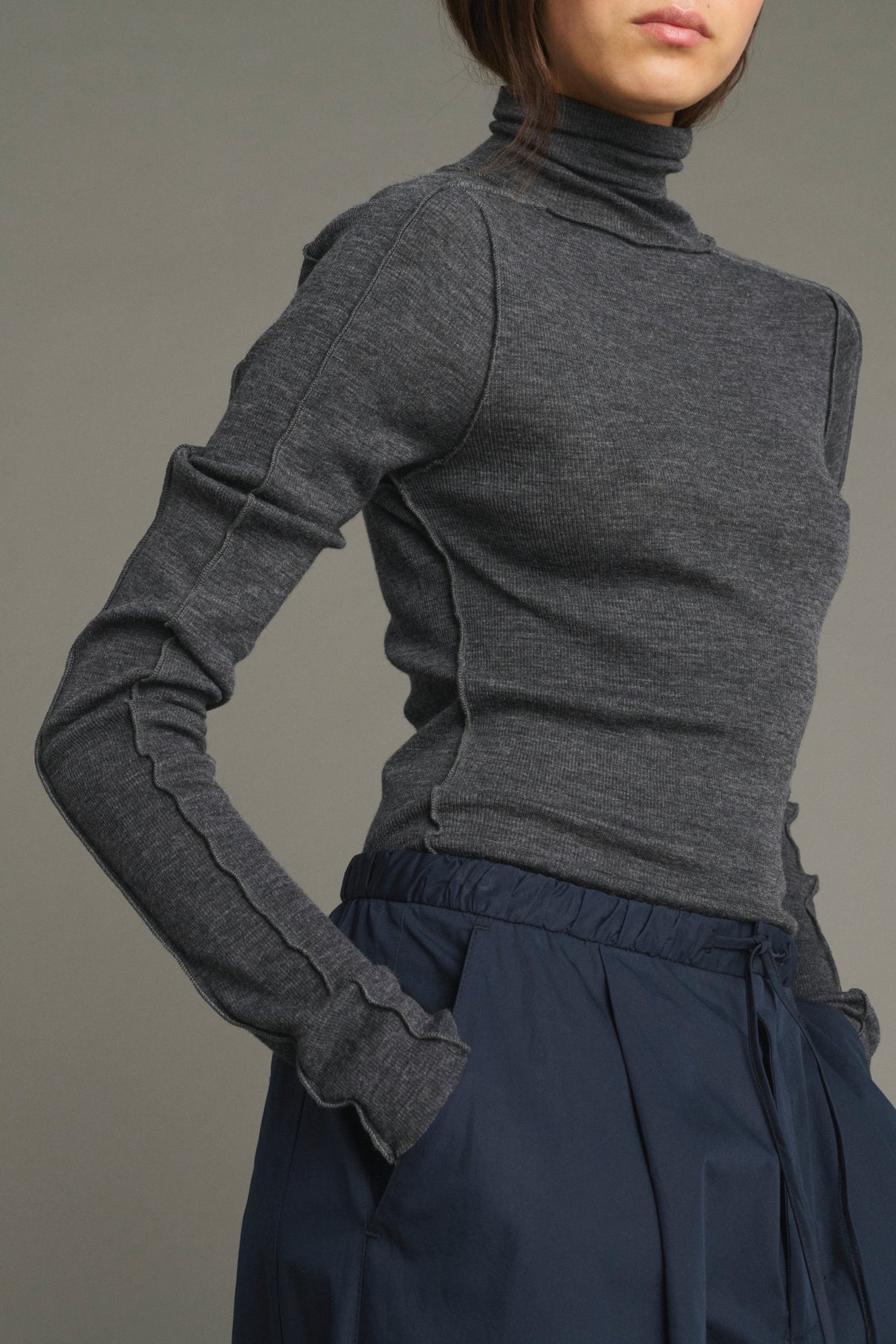 Camiseta Lois - Gris Antracita - Lana - Mujer vue 3