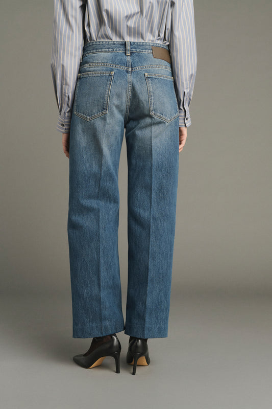 Vaqueros Jerry - Denim Azul Desgastado - Coton - Mujer