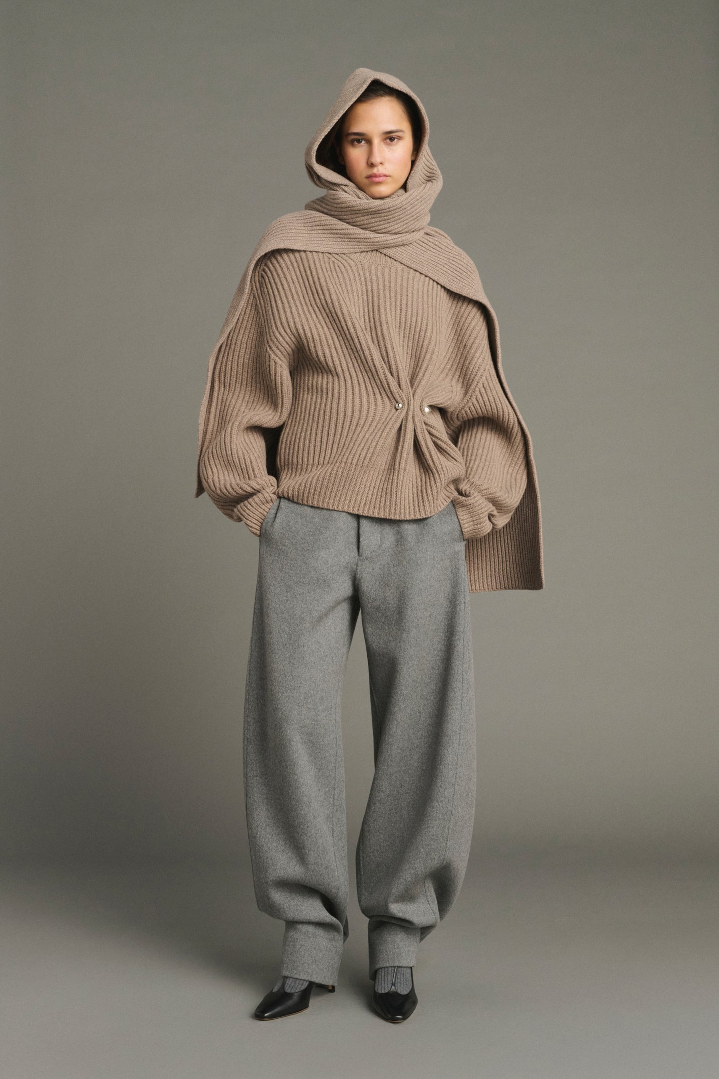 Jersey Flamand - Beige jaspeado - Lana merinos - Mujer