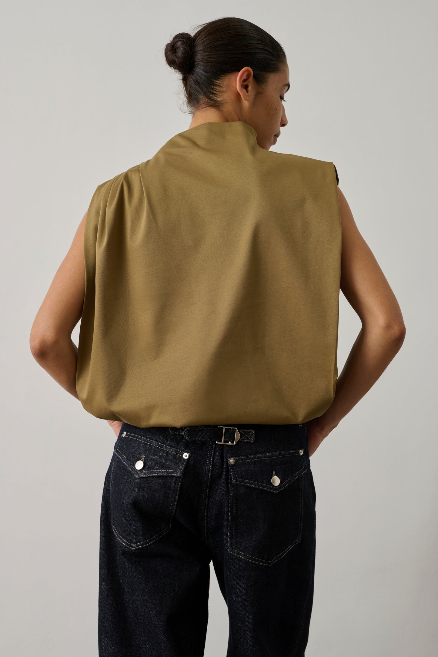 Top Idris - Beige verde - Algodón - Mujer