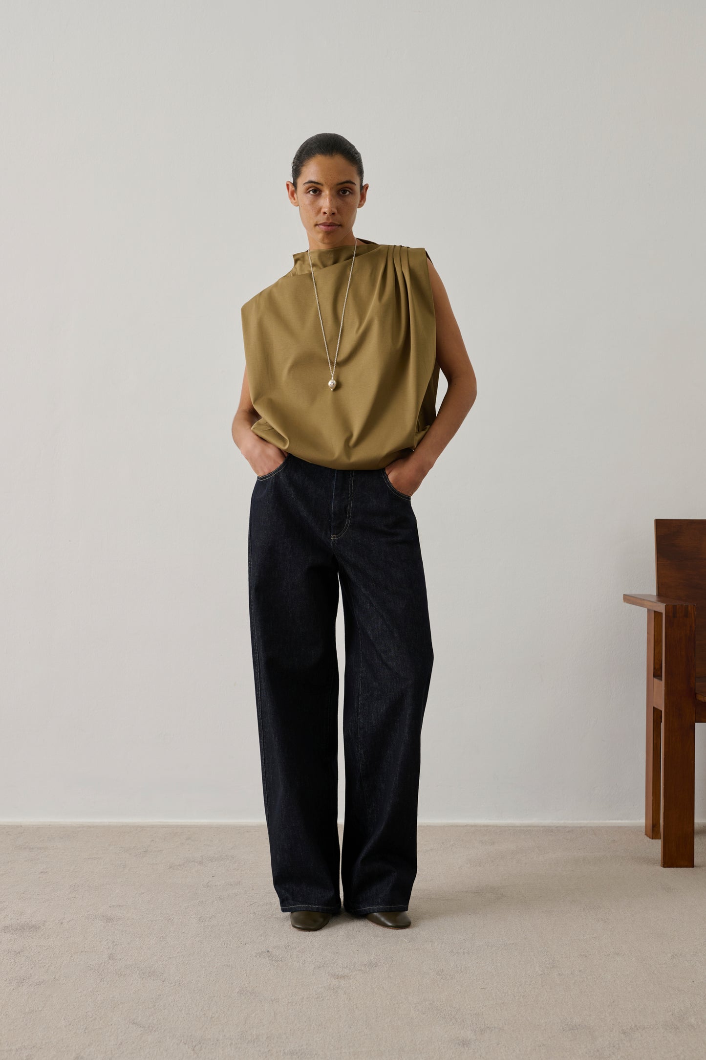 Top Idris - Beige Verde - Algodón - Mujer