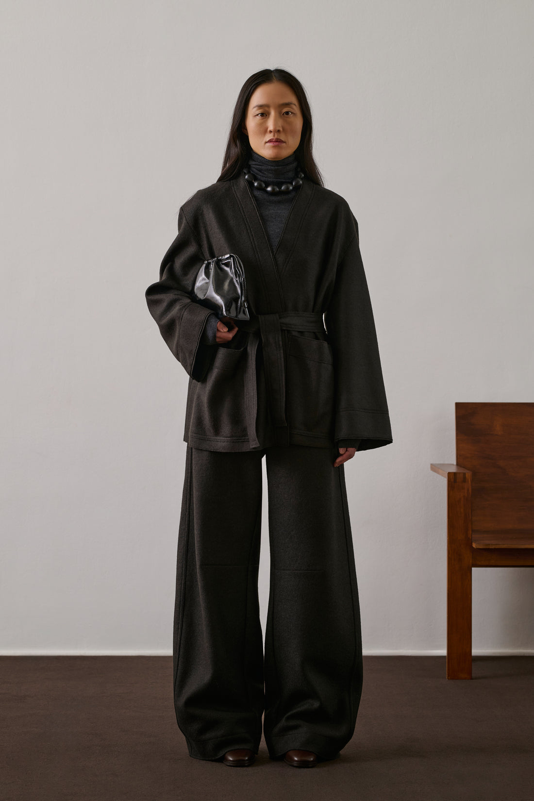 Pantalon Gibson - Vert Ébène - Laine - Femme