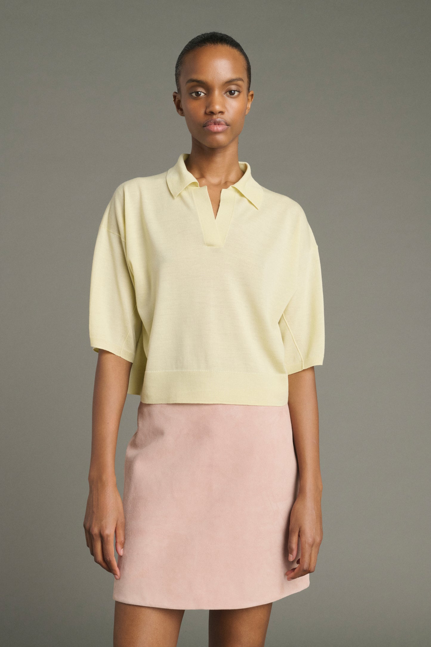 Jersey Elton - Amarillo pálido - Lana merino - Mujer