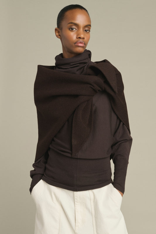 Capa Jamelia - Marrón oscuro - Lana - Mujer