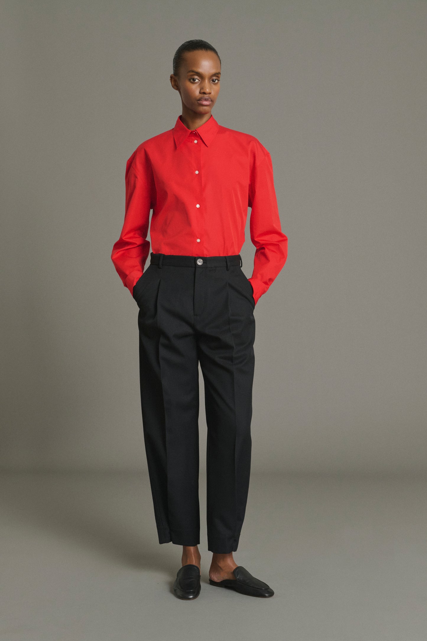 Pantalón Felix - Negro Lana con Pinzas Mujer - Soeur