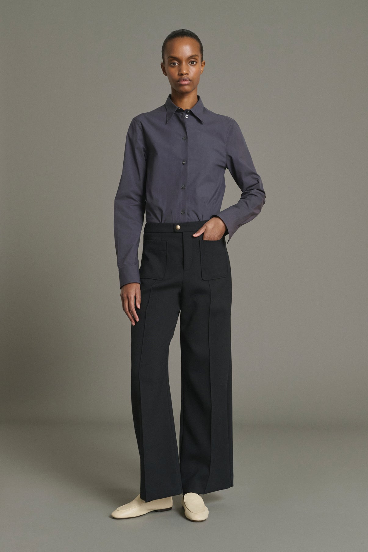 Pantalón Harry - Negro Lana Acampanado 7/8 Mujer - Soeur vue 5
