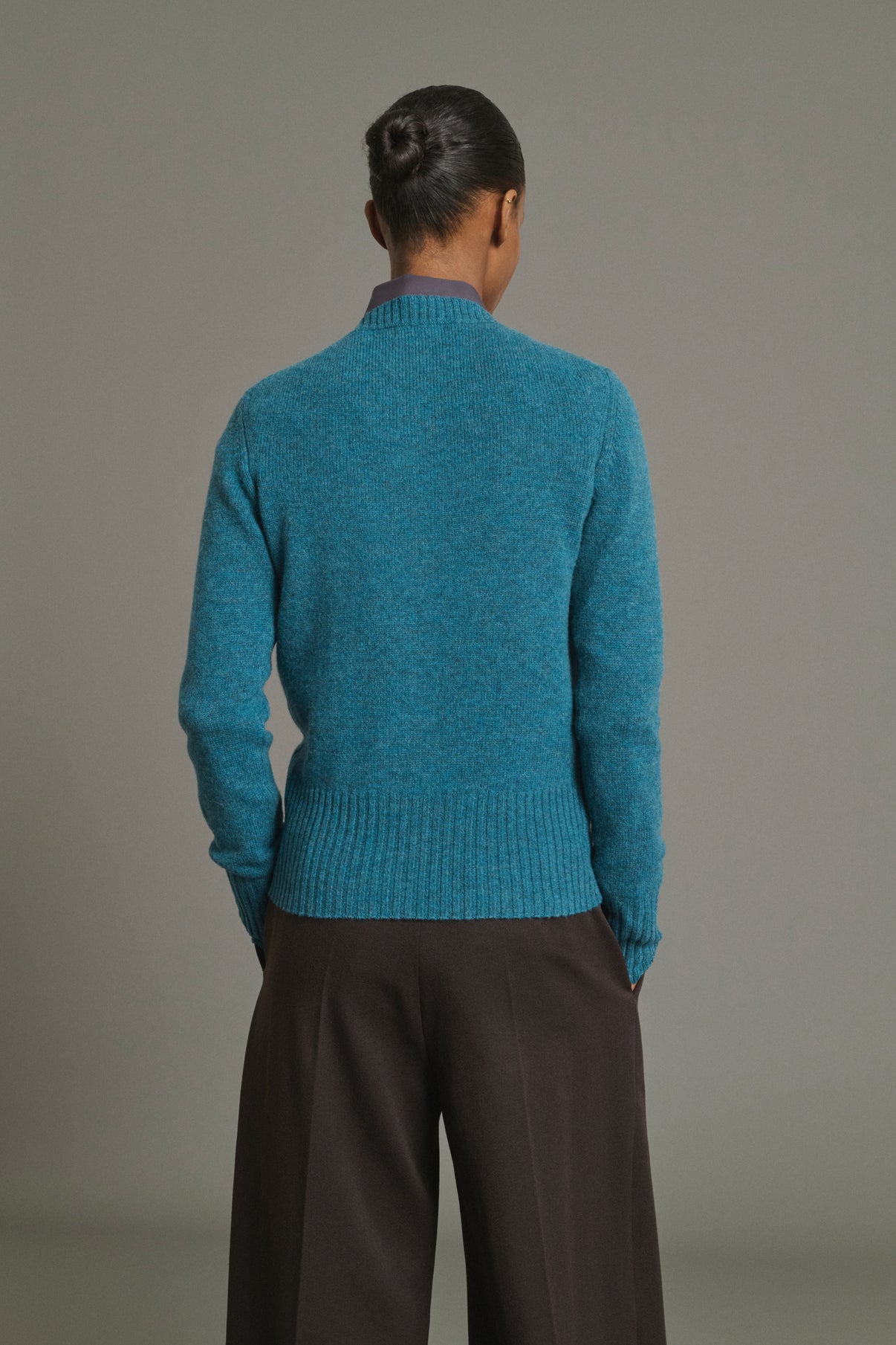 Cárdigan Fugu - Azul persa - Lana merina - Mujer vue 4