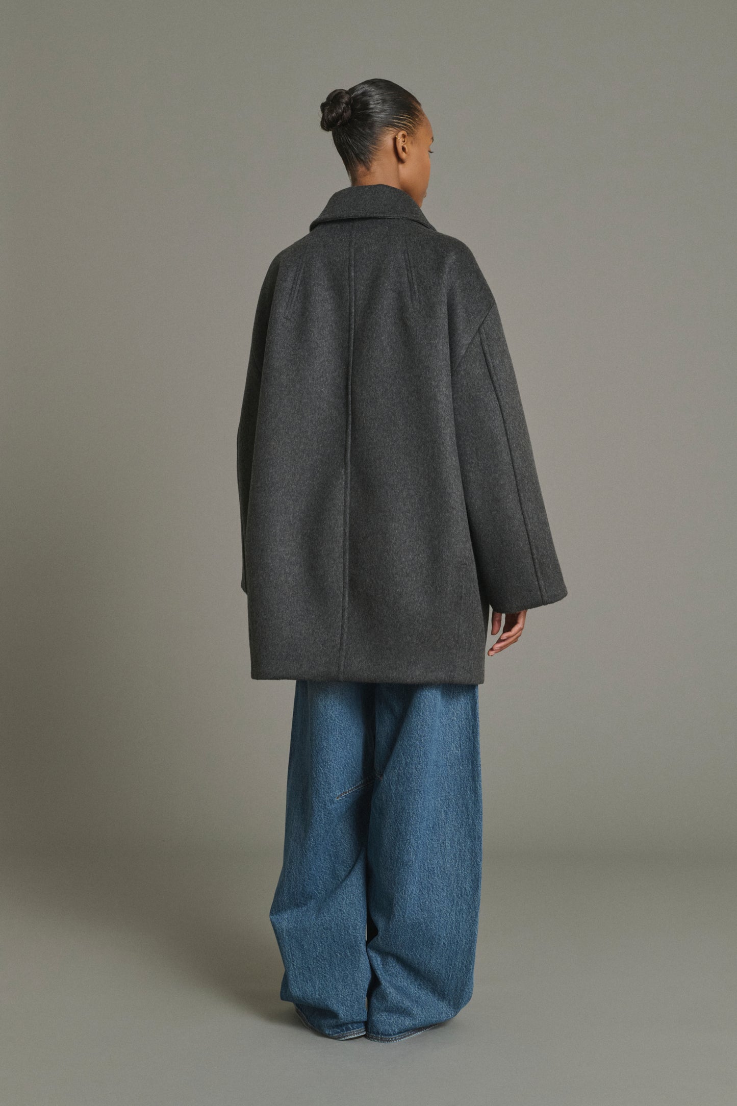 Abrigo Kasper - Antracita Jaspeado - Lana - Mujer