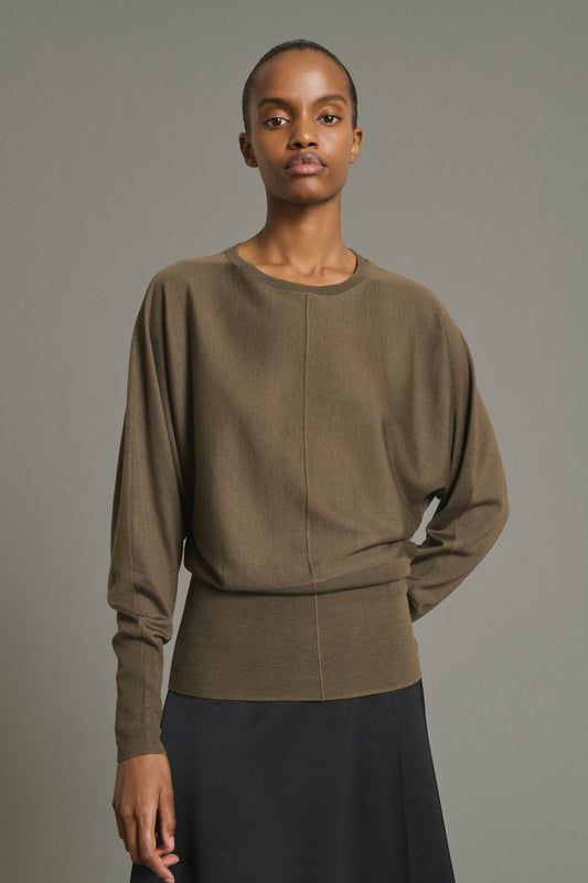 Jersey Lina - Caqui - Lana Merino - Mujer
