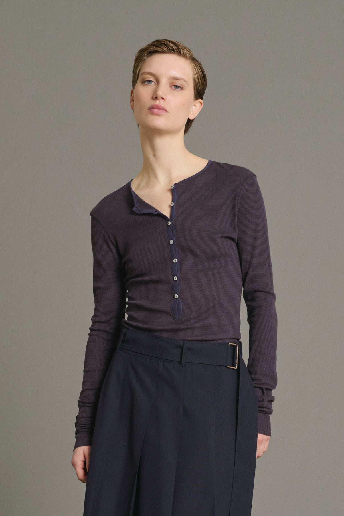Camiseta Isabella - Marrón Rojo/Violeta Oscuro - Algodón - Mujer vue 3