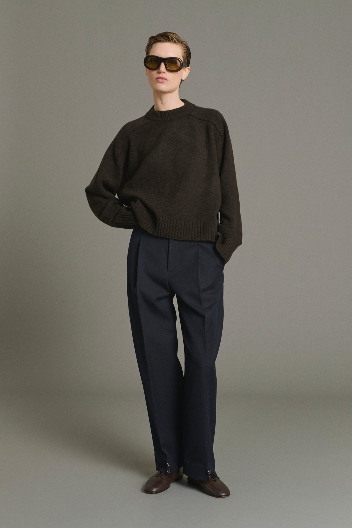 Pantalón Felix - Navy lana con pinzas mujer - Soeur vue 5
