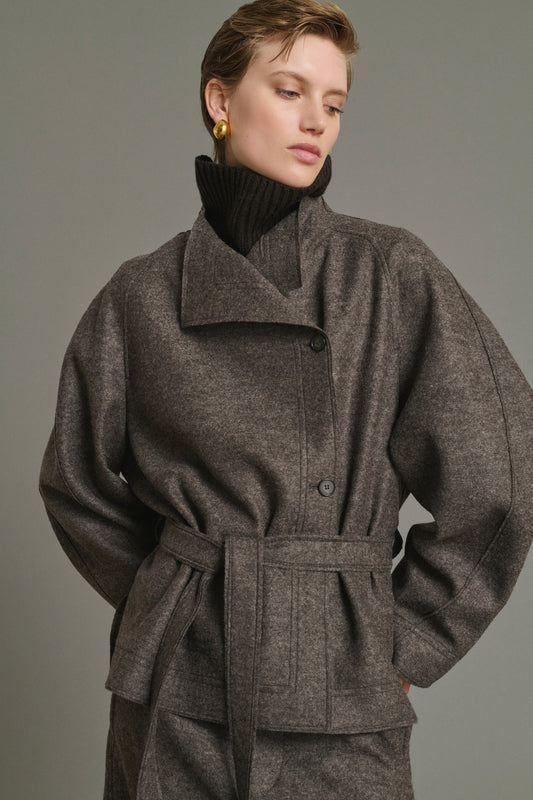 Chaqueta Theia - Taupe Jaspeado - Lana - Mujer