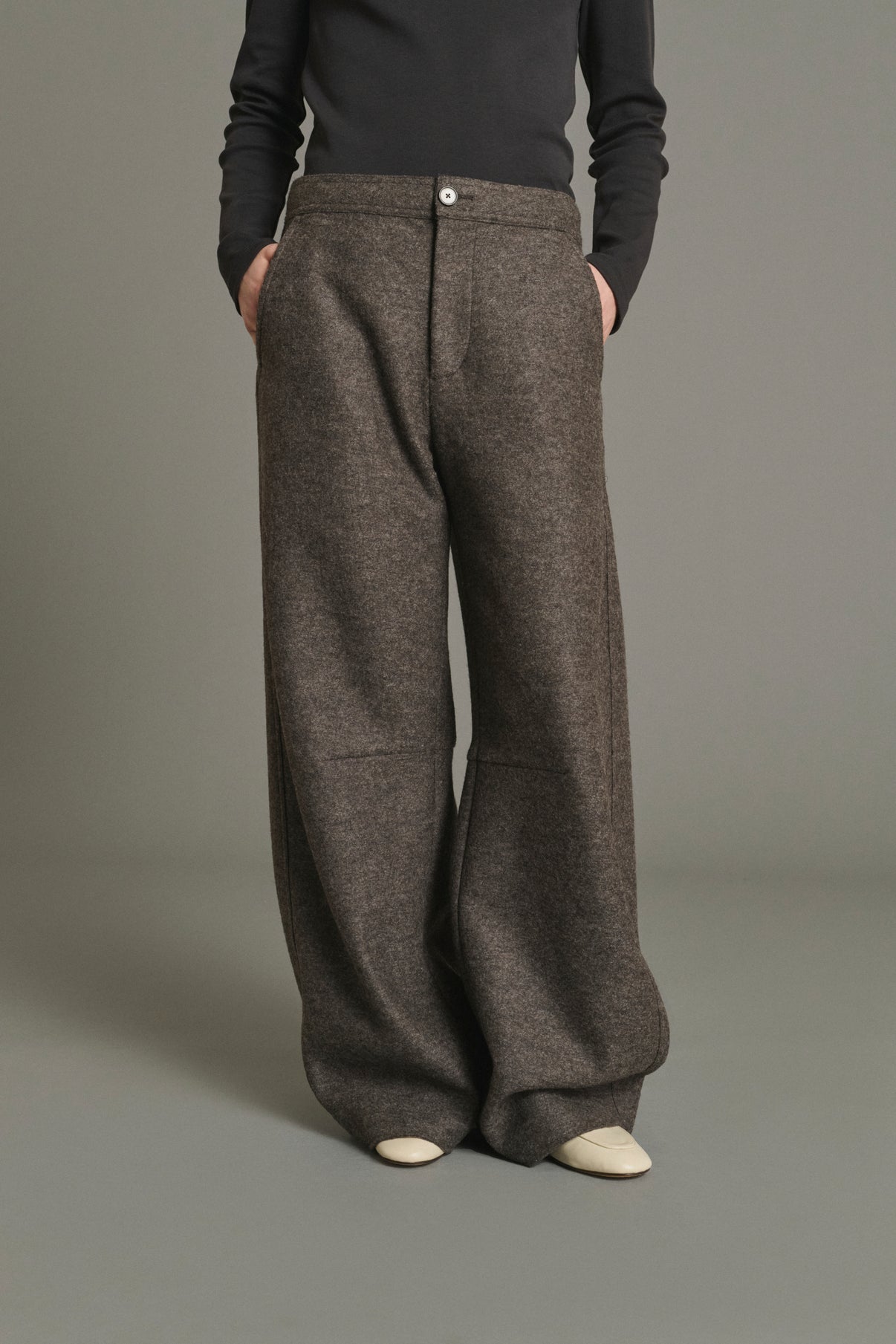 Pantalón Gibson - Taupe chiné - Lana - Mujer vue 3