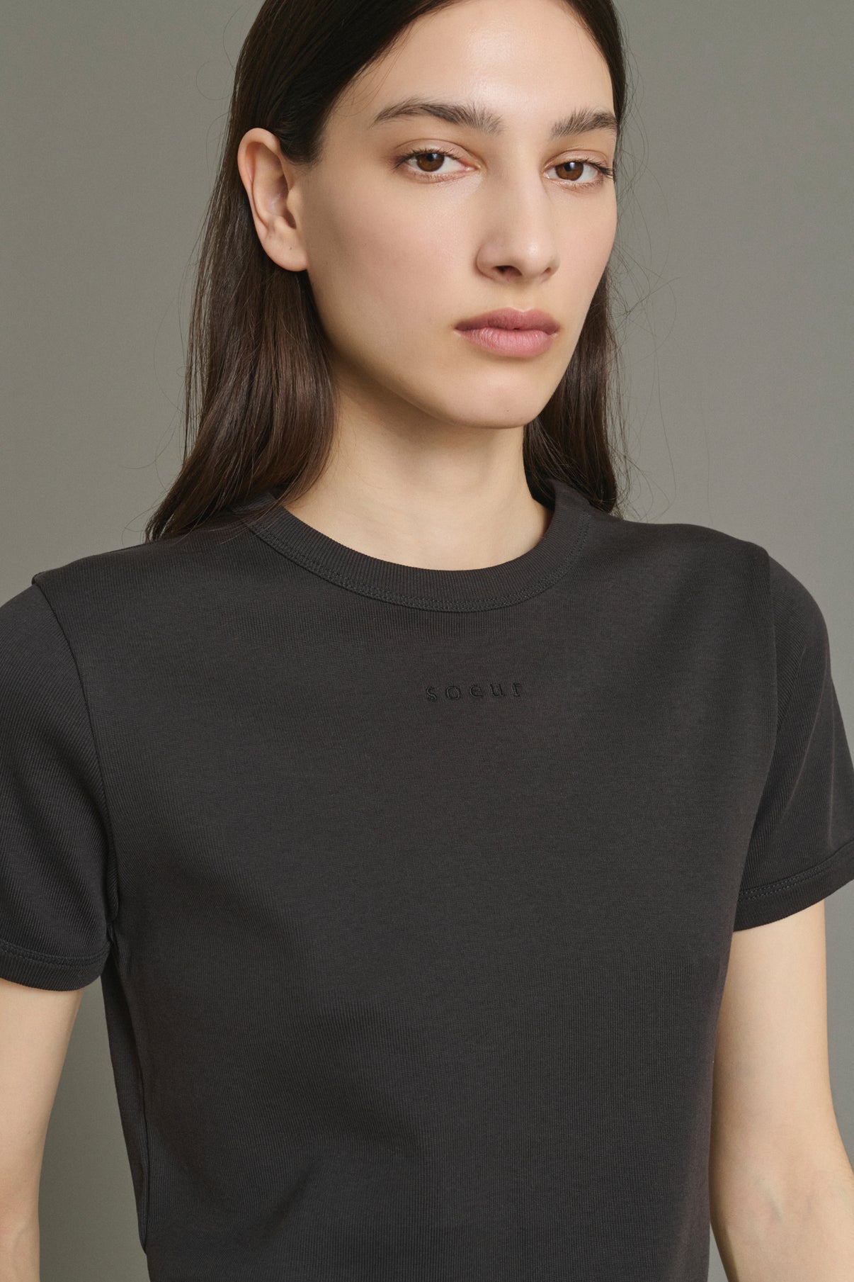 Camiseta Aristide - Carbón - Algodón - Mujer vue 3