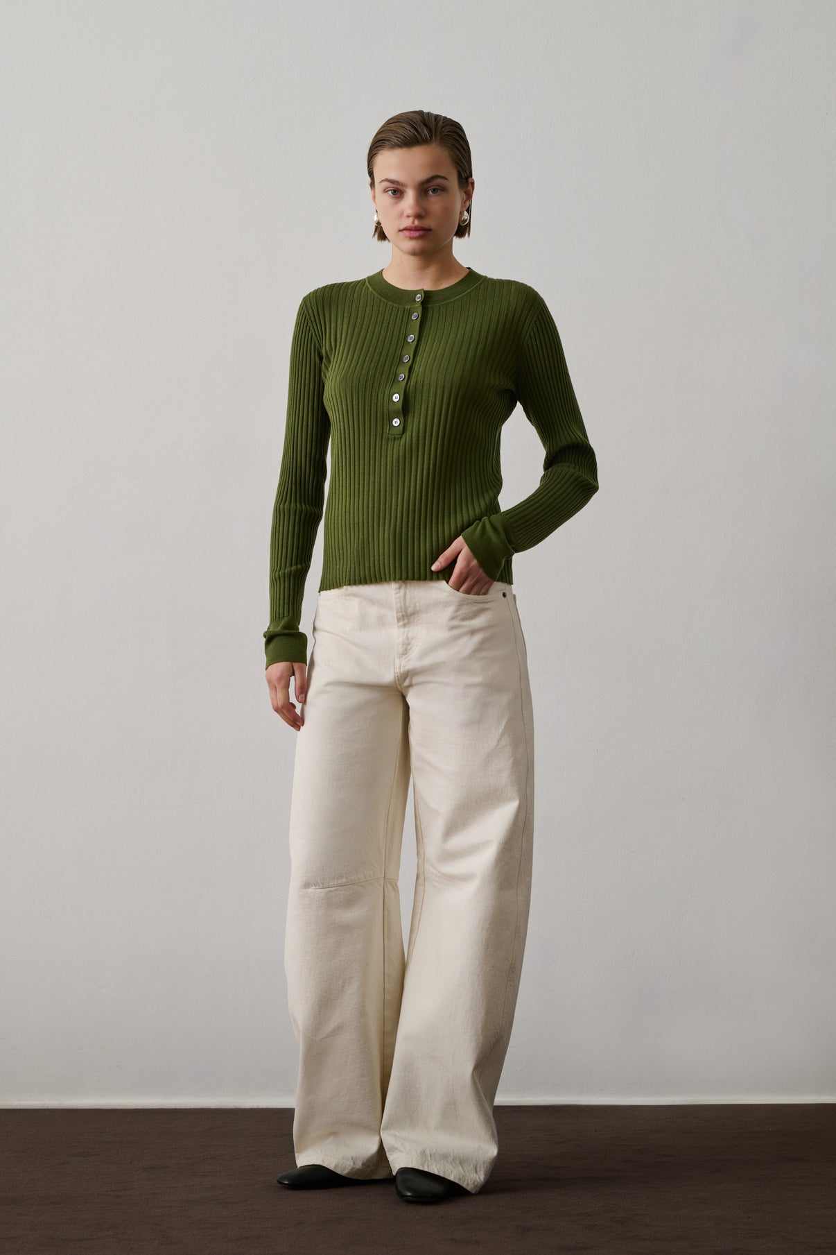 Polo Buffalo - Vert Olive - Laine - Femme vue 3