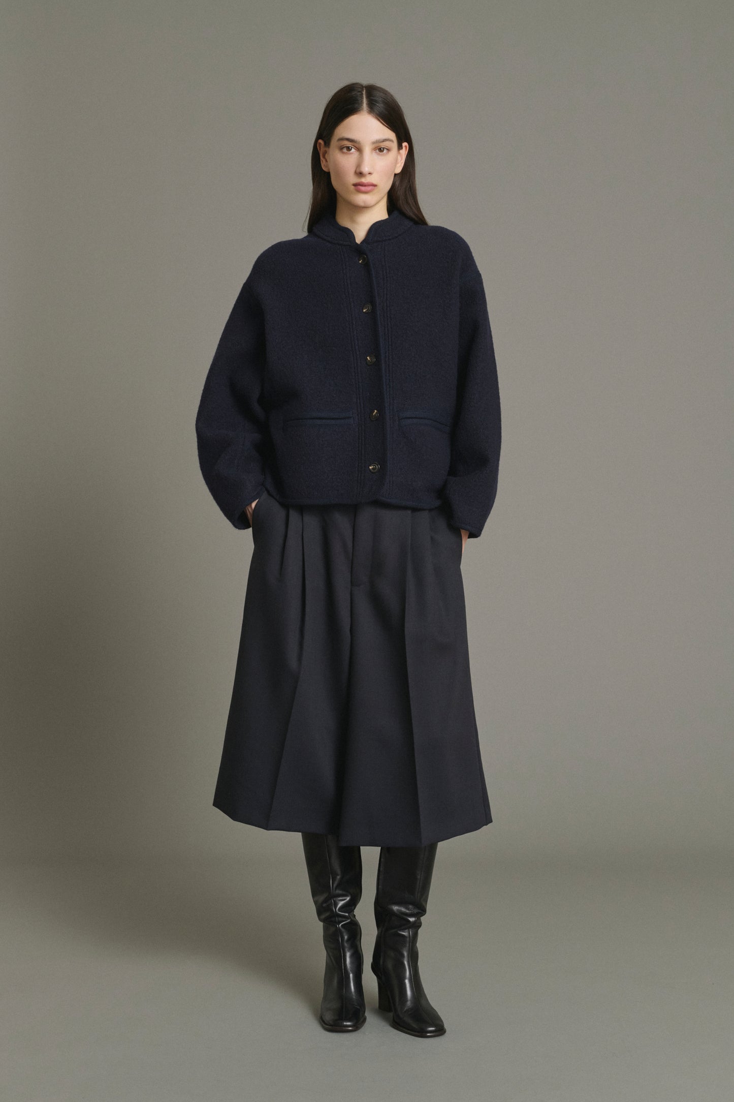 Chaqueta Olympe - Azul Marino Lana Gruesa Mujer - Soeur