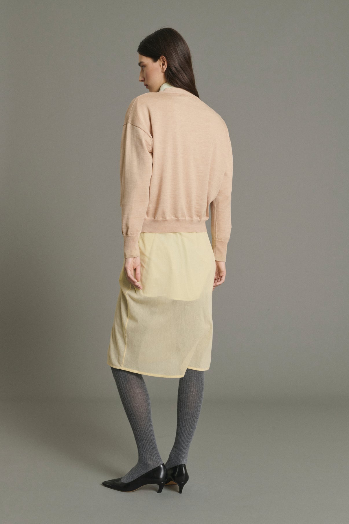 Cárdigan Idem - Beige rosado - Lana merino - Mujer vue 4