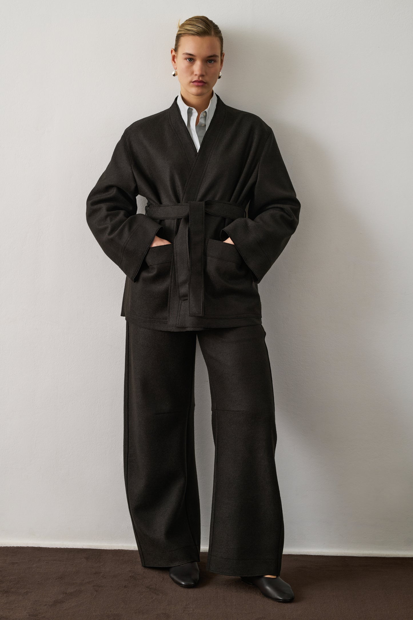 Pantalon Gibson - Vert Ébène - Laine - Femme