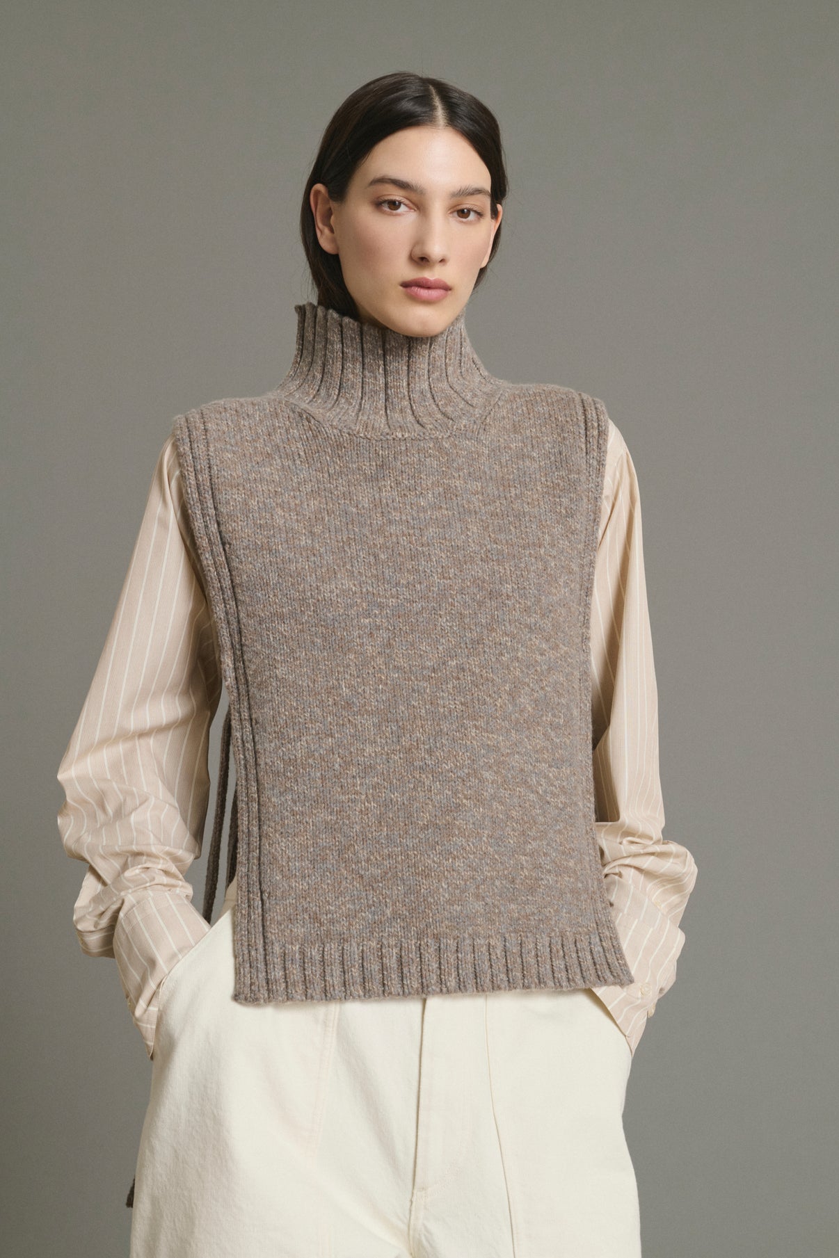 Jersey Or - Beige/Gris - Lana - Mujer vue 3