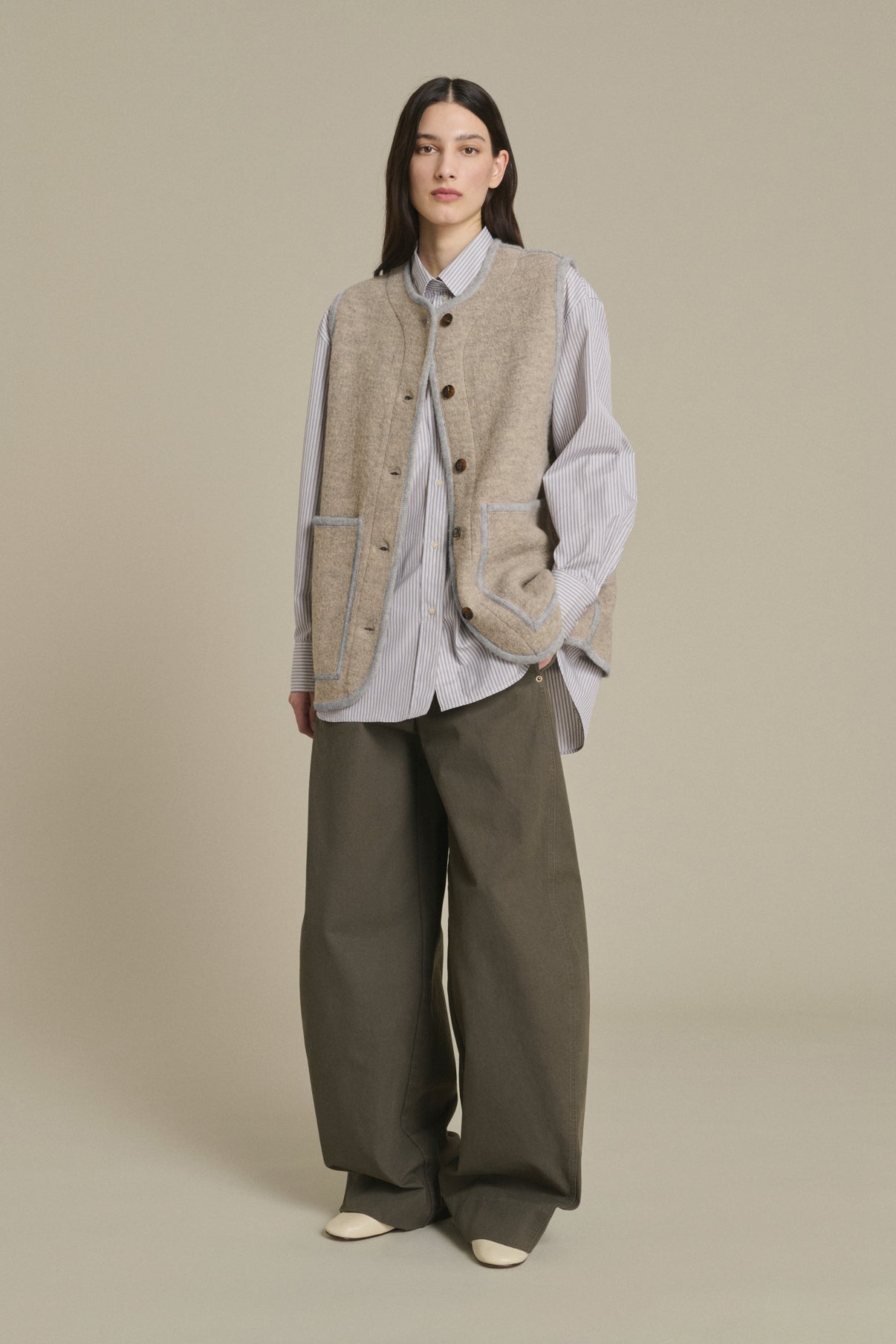 Chaqueta Chicago - Beige/Gris - Lana - Mujer vue 1