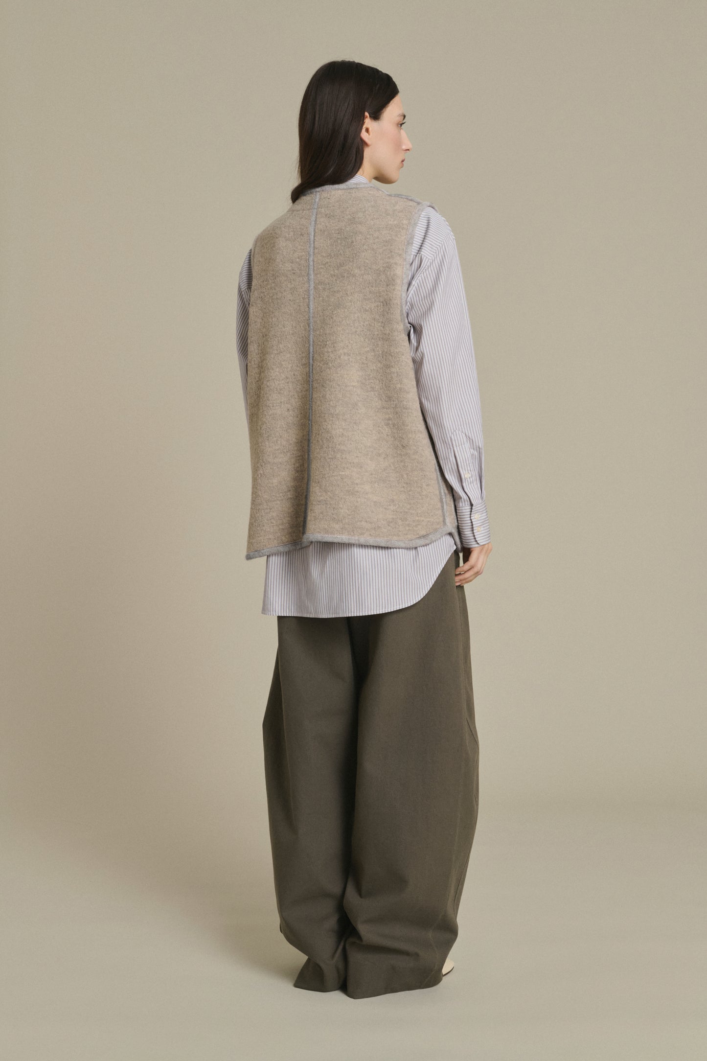 Chaqueta Chicago - Beige/Gris - Lana - Mujer