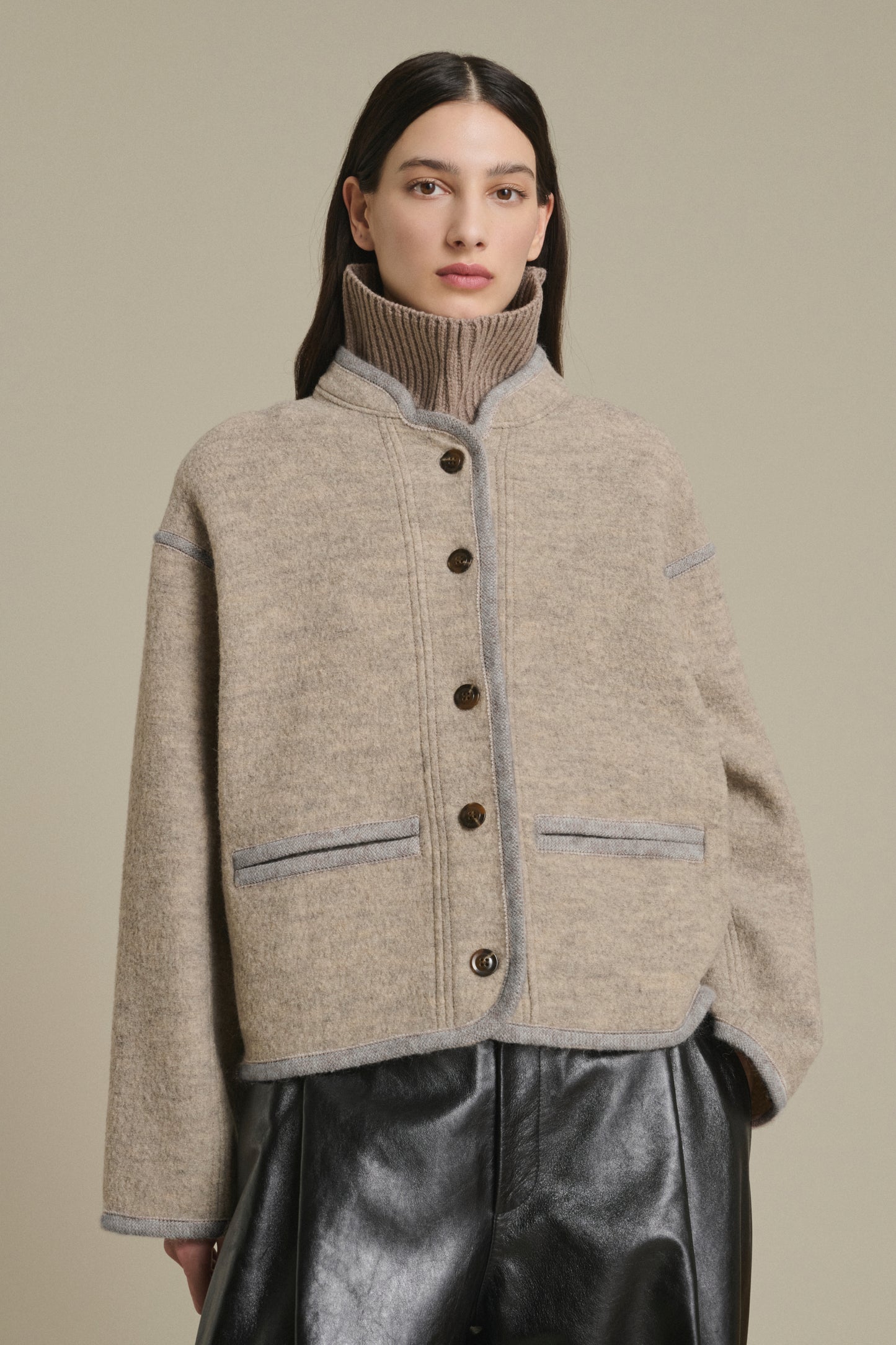 Chaqueta Olympe - Beige/Gris - Lana - Mujer