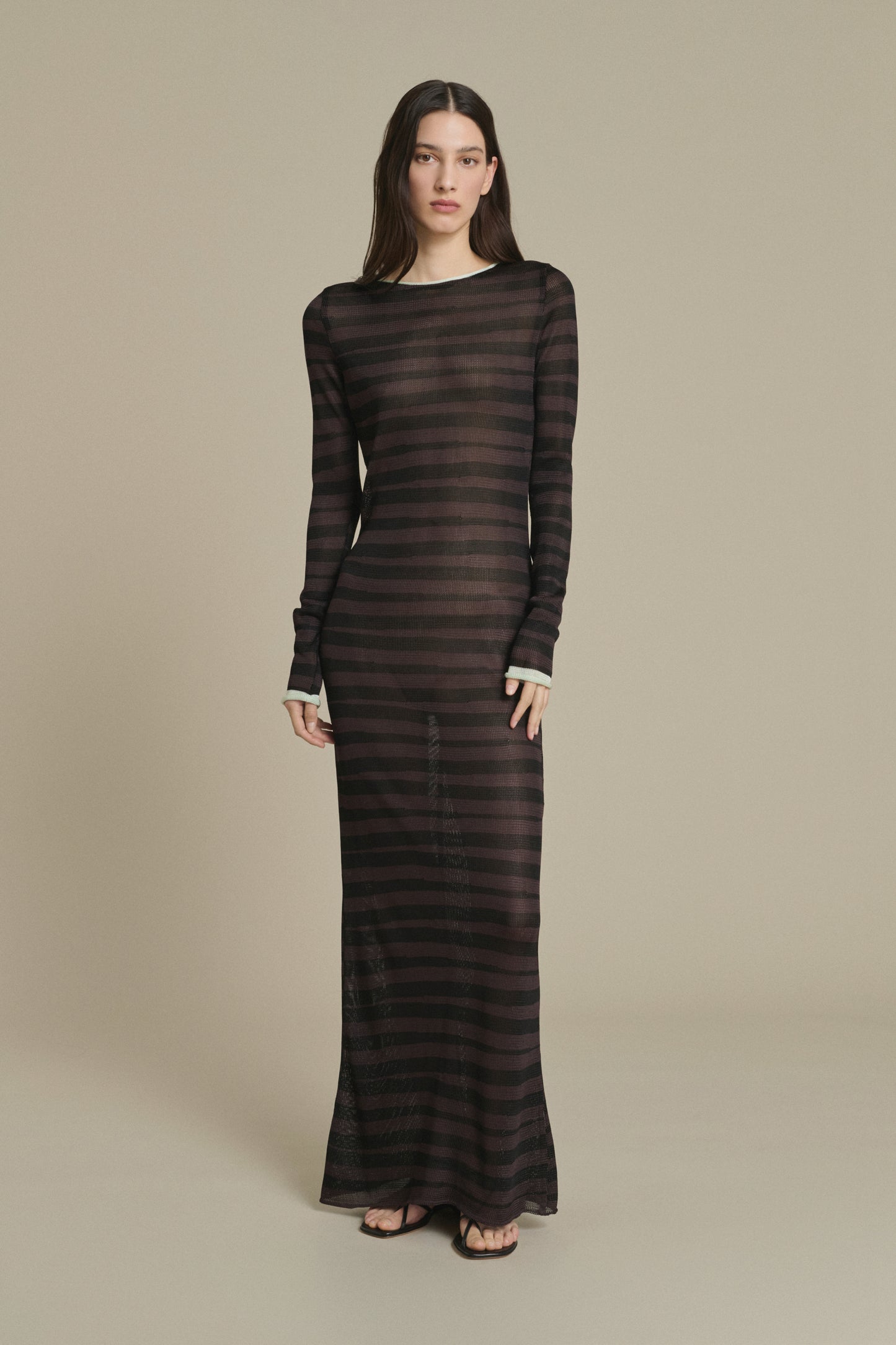 Vestido Momo largo de rayas chocolate y negro Soeur & TL180 - Soeur