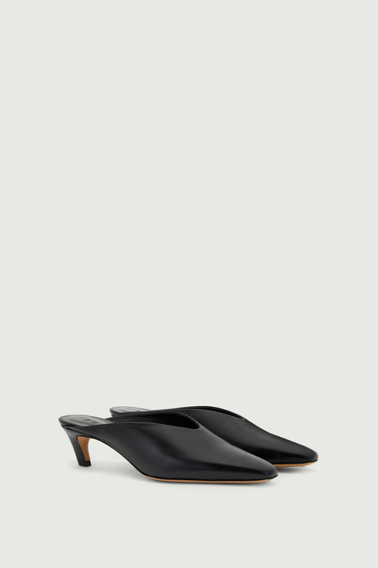 Mules Amalie - Noir Cuir à Talon - Soeur
