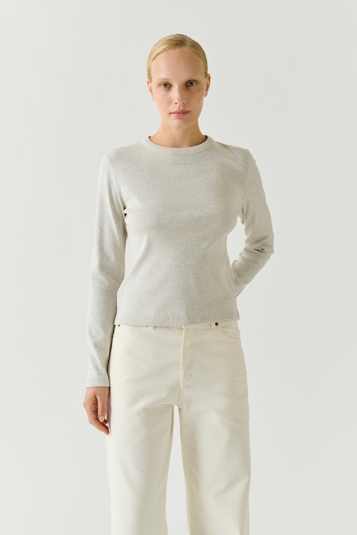Camiseta Flavie - Gris jaspeado - Algodón - Mujer vue 1
