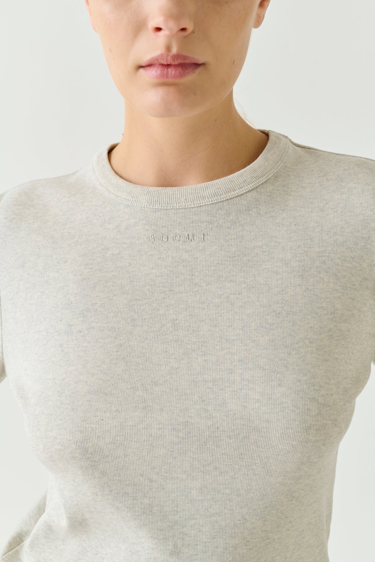Camiseta Flavie - Gris jaspeado - Algodón - Mujer vue 4
