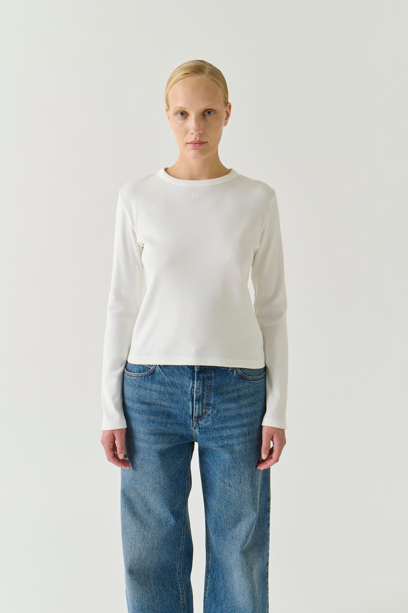 Camiseta Flavie - Blanco Algodón Orgánico Manga Larga - Soeur