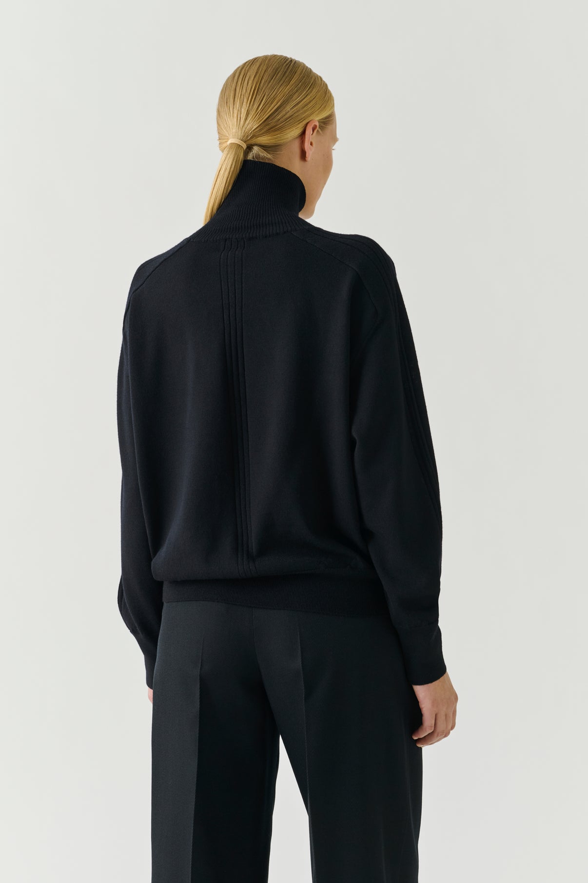 Jersey Nord - Negro Lana Merino Cuello Vuelto Oversize - Soeur vue 3