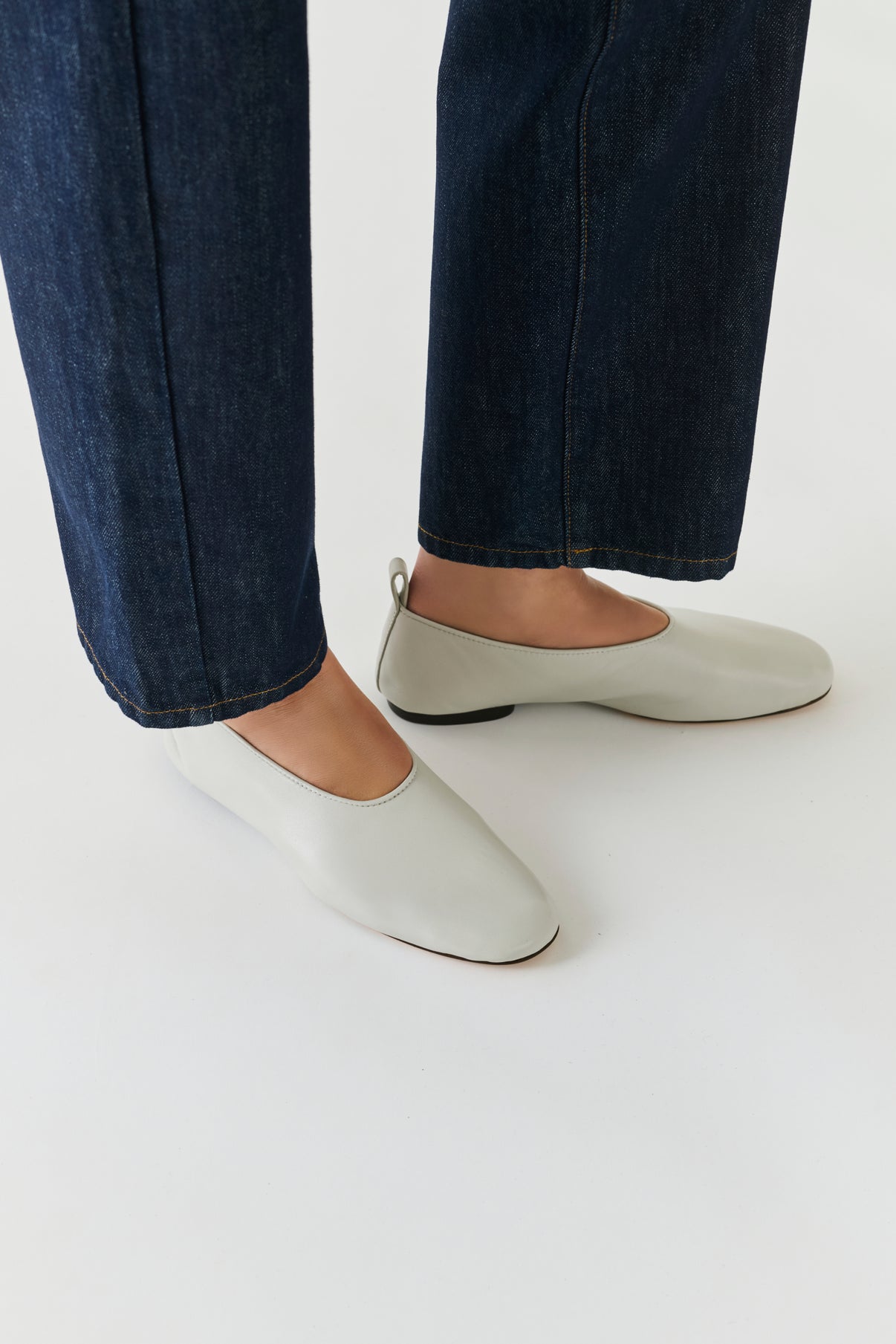 Bailarinas Bala - Gris claro - Cuero - Mujer vue 2
