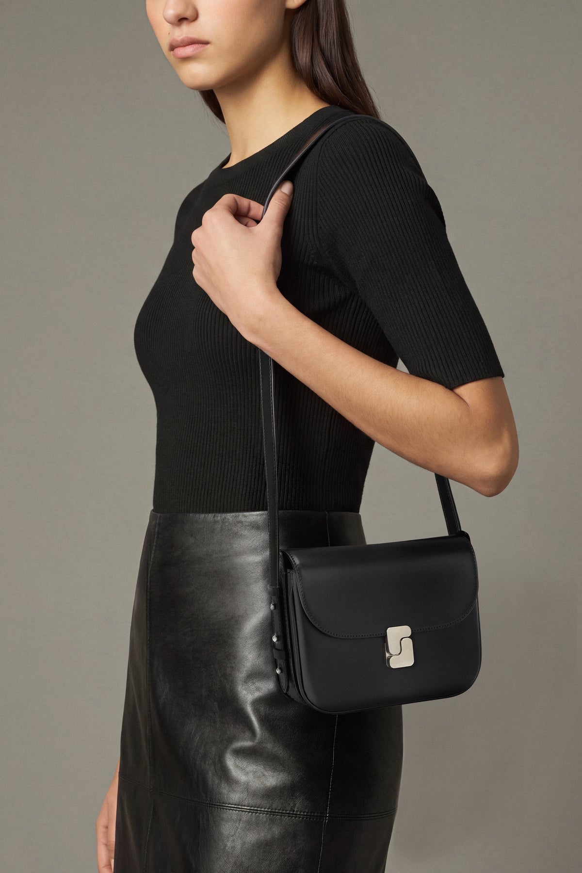 Bolso Bellissima Mini - Negro Piel Box Hebilla S - Soeur