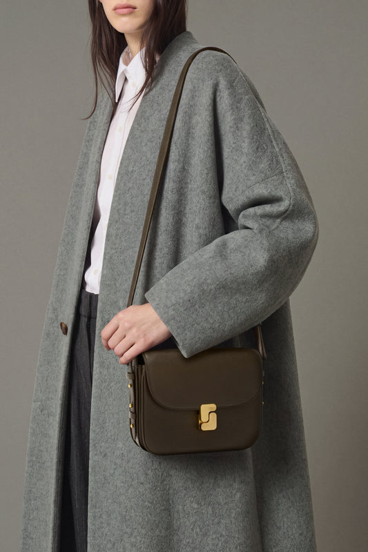 Bolso Bellissima Mini - Caqui oscuro de piel granulada - Soeur